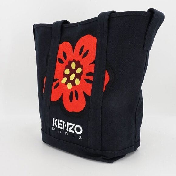 Kenzo Boke Flower Floral Logo Shopper Shoulder Tote Bag Denim Blue - Picture 5 of 12